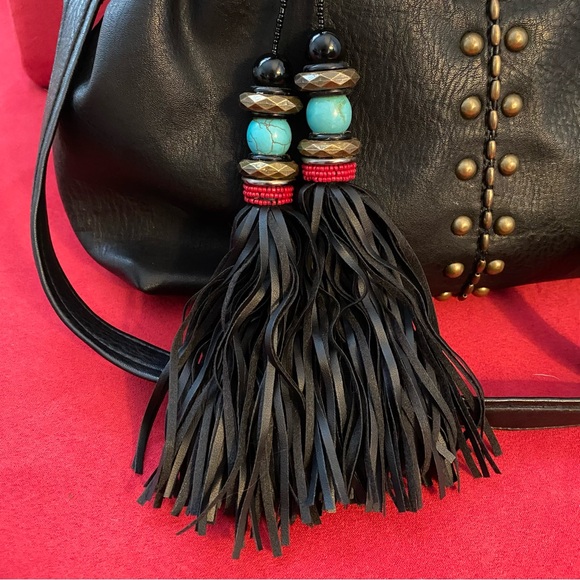Mary Frances Black Leather Beaded Bag - Picture 9 of 15